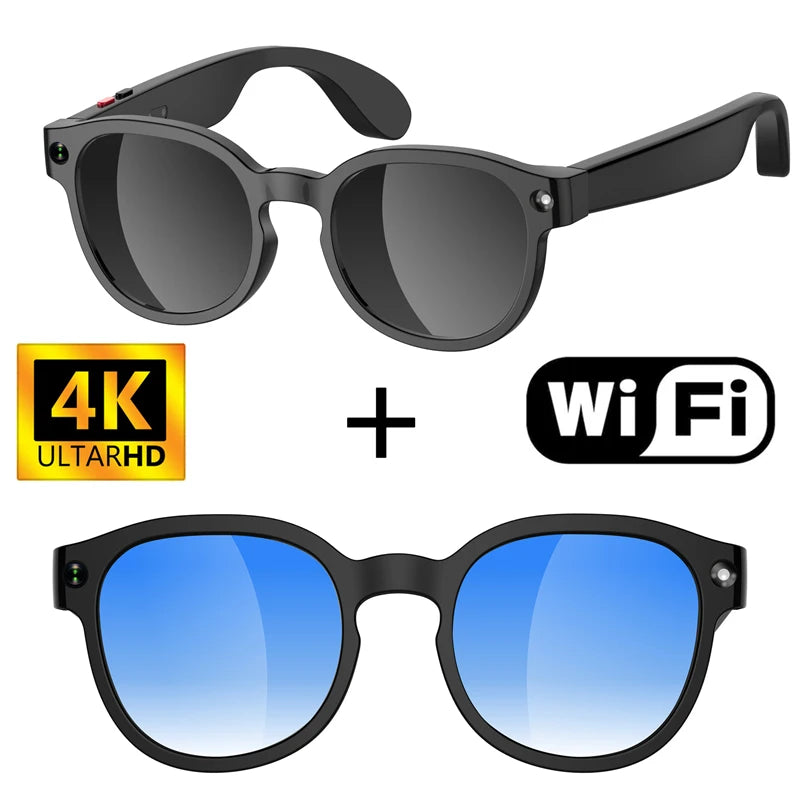 Novos Óculos Inteligentes com IA 2026: Tradução por IA, Câmera HD de 8MP, Gravação de Imagens 4K, Chamada Bluetooth, Gravação de Música e Óculos de Sol Inteligentes