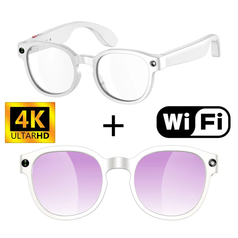 Novos Óculos Inteligentes com IA 2026: Tradução por IA, Câmera HD de 8MP, Gravação de Imagens 4K, Chamada Bluetooth, Gravação de Música e Óculos de Sol Inteligentes